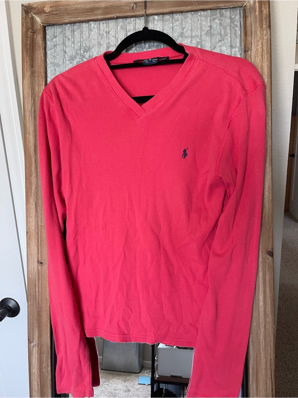 Polo by Ralph Lauren women’s V-Neck Cotton Shirt- Coral